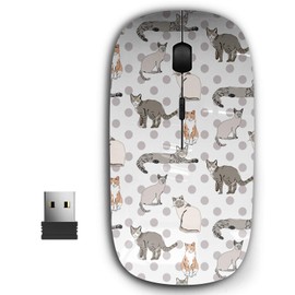 KAWAMOUSE 2.4G Ergonomic Portable USB Wireless Mouse for PC, Laptop, Computer, Notebook with Nano Receiver (Cat Cartoon Funny)