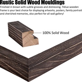 9x12 Rustic Picture Frames Wood Driftwood Brown Display Pictures 6x8 or 5x7 with Mat or 9x12 without Mat - Farmhouse Distressed Photo Frame for Art with 2 Mats Wall Mounting ,Table Top - Set of 1