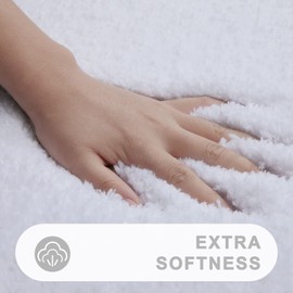 Homaxy Non-Slip Soft Toilet Rug with Cut-Out 51 x 61 cm, Absorbent Bath Mat Stand Toilet, Washable Bath Mats for Toilet, White