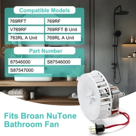 Hipoilk 87546000 B-Unit Bathroom Exhaust Fan Motor Replacement for Broan Nutone 769RFT, 769RFT B Unit, 769RF, V769RF, 763RL/769RL A Unit Ventilation Fan, 70 CFM Fan Motor with Blower Wheel