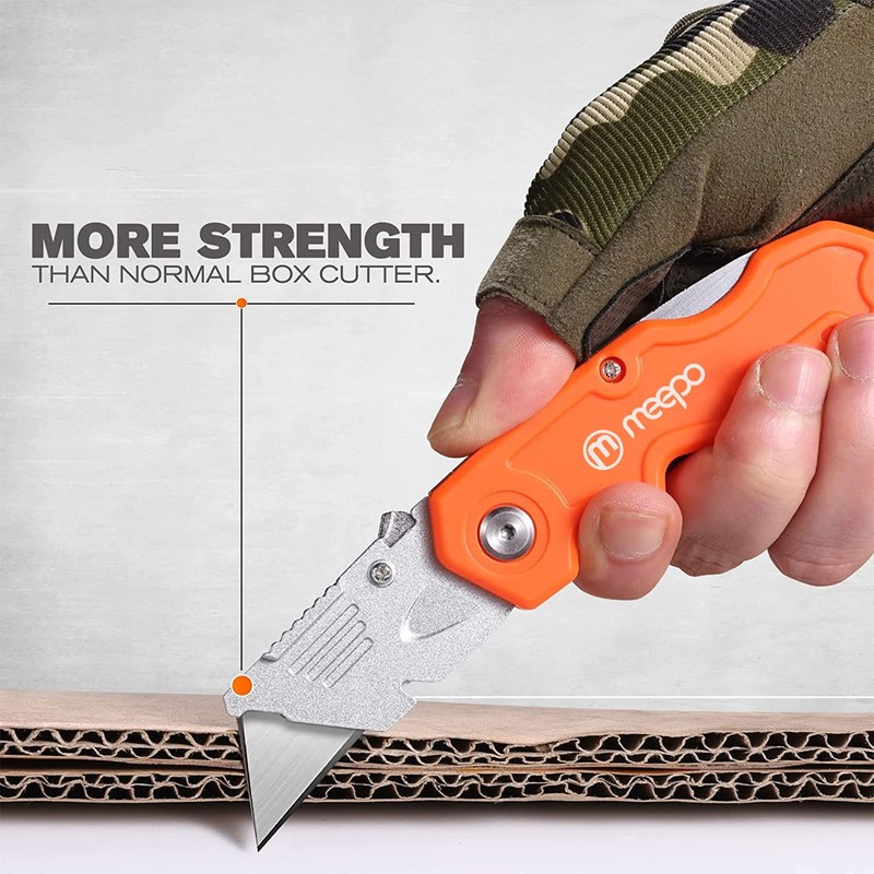 M MEEPO Box Cutter, 4-Pack Tough Folding Box Cutter for