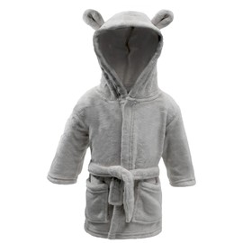Soft Touch Plain Hooded Robe with Cute Ears for Infants Aged 6-12 Months (Grey)