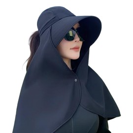 Guooryvner Women's Sun Protection Cap Outdoor Sweat Absorbing Large Size Hat, Folding, Sun Protection Hat, Wide Brim, UV Protection, Deep, Spring, Summer, Lightweight, Farming Work Not Fly, Neck Guard
