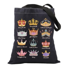 History Tote Bag Crown Gifts Crown Lover British History Gifts for Lover Social Studies Tote Bag, Beauty Beast Tote Bag Blue, Large