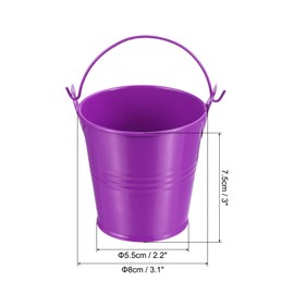 PATIKIL 3" Height Mini Metal Bucket, 6 Pack Colorful Metal Succulents Pot Party Decorative Pails with Handles for Small Succulents, Purple