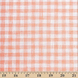 Gingham Check Linen-Look Polyester Cotton 58" Fabric by The Yard - Orange/White
