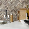 STICKGOO 10-Sheet Herringbone Tile Peel and Stick Backsplash, Faux Wood