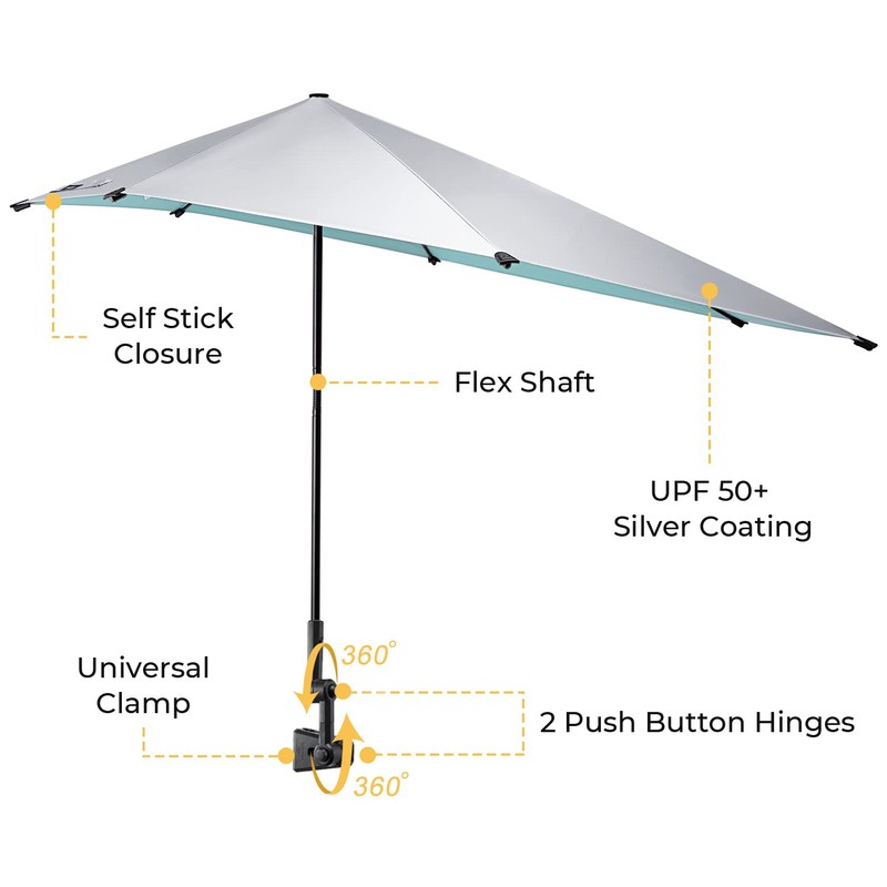G4Free UPF 50+ Adjustable Beach Umbrella XL with Universal Clamp