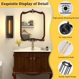 Licperron Sconces Wall Lighting, Industrial Black Wall Sconces Antique Wall Light Fixtures for Bedside, Bar, Restaurant, Hallway, Indoor&Outdoor Decor, E26 & E27 Bar Lights, UL Approval, 2 Pack