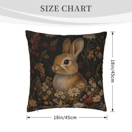 GODARM Vintage Rabbit Floral Decorative Throw Pillow Covers 18x18 Inch Plush Cushion Case for Living Room Bedroom Couch Bed Chair Home Decor
