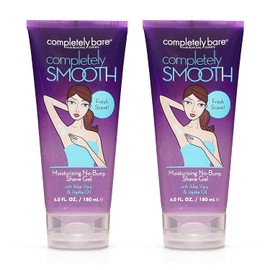Completely Bare Completely Smooth Moisturizing No-Bump Shave Gel - All Natural, Aloe Vera, Jojoba Oil & Chamomile Prevents Irritation, Moisturize Dry Skin, Hypoallergenic, Vegan Formula 6oz, 2pck