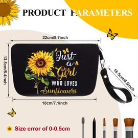 Saintrygo Sunflower Gifts Bag for Women Just a Lady Who Loves Sunflowers Cosmetic Bag Makeup Pouch Purse with Zipper Pencil Travel Supplies