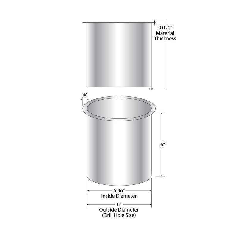 Outwater 6" (Nominal) Diameter x 6" Height 304 Stainless Steel