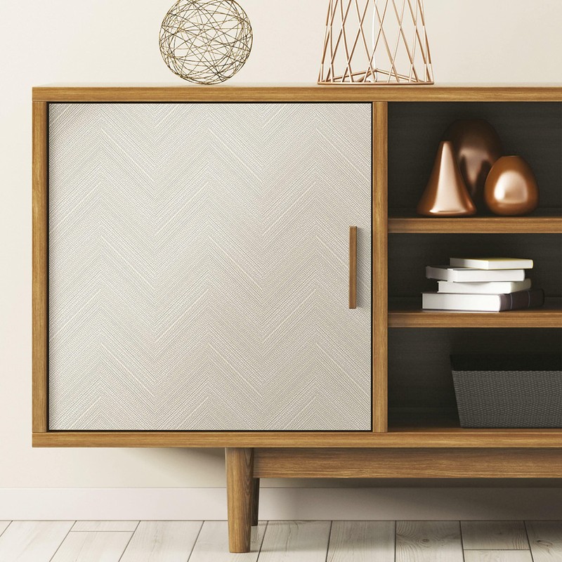 RoomMates RMK12009RL White and Beige Herringbone Weave Peel and Stick