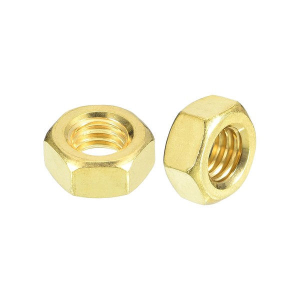 METALLIXITY Hex Nuts (M8x1.25mm) 10Pcs, Brass Coarse Thread Hexagon Nut