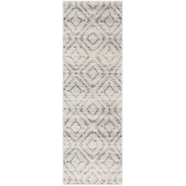 SAFAVIEH Adirondack Collection ADR131C Modern Diamond Distressed Non-Shedding Living Room Bedroom Runner, 2'6" x 20' , Light Grey / Grey