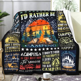 LEKEFLOW Camping Blanket Gift for Men or Woman,Camping Lovers thorw Blankets for Camper Outdoor,Gifts for Campers on Birthday Christmas Thanksgiving 60"x50"