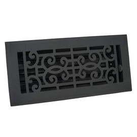 Madelyn Carter Baroque Floor and Wall Registers - Brushed Nickel (Cast Brass Core) 4" x 10" (Overall Size: 5-1/2" x 11-1/2")