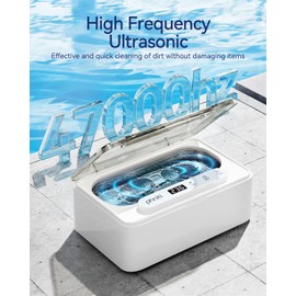 Ultrasonic Jewelry Cleaner, Phniti Ultrasonic Retainer Cleaner with Timer, 47KHz 12oz Ultrasonic Cleaner Machine for Jewelry, Dentures, Retainers, Aligners, Glasses, Watch