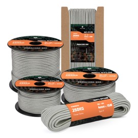 Kamu Synber 550 Paracord 4mm 30m Type III 7 Strands 100% Nylon Rope Parachute Cord Ideal for Crafting, DIY, Camping, Survival, Outdoor | Support 250kg | Grey