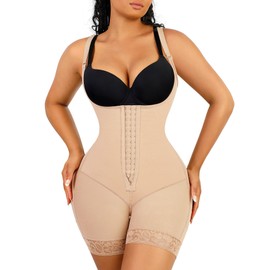 Lover-Beauty Fajas Colombianas Shapewear for Women Body Shaper Tummy Control Postpartum Faja Full Body Shapewears, Beige, 3X-Large