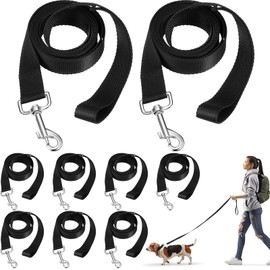 Sanwuta 9 Pack Nylon Dog Training Leash Bulk 6 ft Dog Leash for Small and Medium Dogs Puppy Traction Rope for Training, Play, Camping, or Backyard (Black)