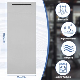 Starvortex Microfiber Soft Quick Dry Gym Towel for Active Sports (120cm x 50cm), Sports Gym Towels with Zip Pocket for Women Men, Absorbent Towels for Crossfit Cardio Cycling Strength Training Running (Gray)