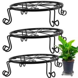 HAKZEON 3 Pack 9 Inch Heavy Duty Iron Plant Stand, Black Plant Stand for Flower Pot, Metal Plante Holder, Flower Pot Stand for Indoor Outdoor and Balcony
