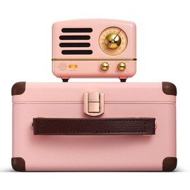 Muzen Portable Bluetooth Speaker, OTR Metal Retro Small Wireless Speaker, FM Retro Radio with Antenna AUX, 10h+ Long Playtime, High Fidelity Stereo Audio with Suitcase, for Gift Home Picnic Smartphone - Color: Pink