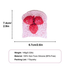 [WenQing Taba Squishy] Handmade Taba Squishiesstrawberry toastToys stress balls for adults squishy toys anxiety relief itemsThreestrawberry toast+148g，stress balls for kids