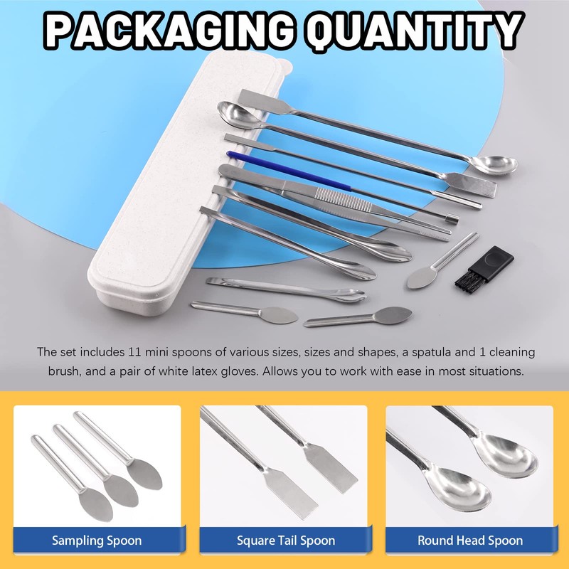 Glarks 14Pcs Capsule Filling Micro Lab Spoon Kits Sampling Spoon