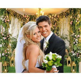 Wedding Backdrop for Ceremony Wedding Flowers Greenery Grass Photography Background Bridal Shower Valentine's Day Mother's Day Anniversary Party Decoration Banner Photo Shoot 10x8ft