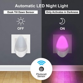 Pink Automatic LED Night Light - Plug in & Energy Saving Dusk 2 Dawn LED Night Light Sensitive Night Light