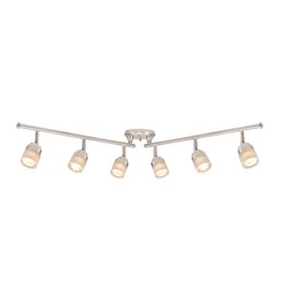 Globe Electric 59865 Spence 6-Light Foldable Track Lighting, Brushed Nickel, Frosted Glass Shades, Bulbs Included, Bulb Not Included