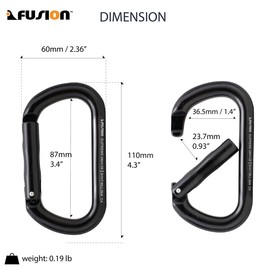 Straight Gate Carabiner - Black, Supreme Oval-Shaped (FP-9318-3-STK-BLK)