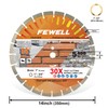 FEWELL14 Inch Diamond Concrete Saw Blade,15mm Segment Concrete Blade for