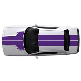 Factory Crafts T-Hood Roof & Trunk Stripes Graphics Kit Vinyl Decal Wrap Compatible with Dodge Challenger 2008-2013 - Purple