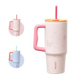 Carote Vacuum Insulated Tumbler, Water Bottle, Hot and Cold Insulation, Large Capacity, 30.2 fl oz (1,020 ml), Stainless Steel, Includes Handle, Cup Holder Safe, BPA Free, Dishwasher Safe, 3-Way