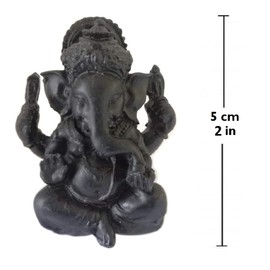 Eurofusioni Ganesh Idol miniature lucky charm Black Talisman Figurine - Ganesha, the Hindu Elephant God, remover of obstacles, and the Lord of Success. Hand painted resin mini statue - H 2 in