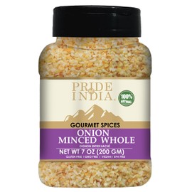 Pride of India - PACK of 6 - Minced Onion 7 oz (200 gm)- Ready to Use Fresh Onion- Time Saving Sweet & Salty Flavoured Ingredient- Perfect for Ramen, Soups, Marinades-Gluten Free, Vegan, Non-GMO