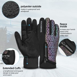 ROCKBROS Gloves Winter Warm Cycling Gloves Touchscreen Gloves Anti-Slip Sports Gloves for Bicycle Running Fitness Unisex
