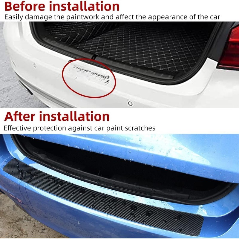 2 Pack Vehicle Rear Bumper Protector Guard Anti-Scratch Carbon Fiber