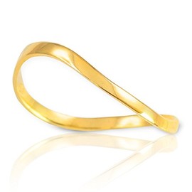 High Polish 14k Yellow Gold Wave Band Thumb Ring (Size 7.75)