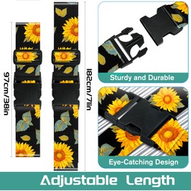 Slohif Luggage Straps for Suitcases Travel Belt Accessories Luggage Connector Identifiers Over Handle with Buckle Unique Nylon Adjustable Strap for Sleeping Bag Car Seat Sunflower(2 Pack)