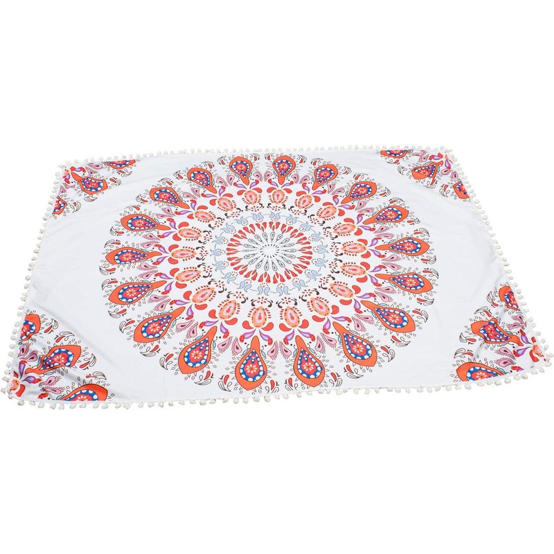 styleBREAKER Rectangular Beach Towel with Paisley Ornament Pattern and Pompom