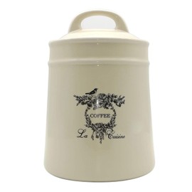 Lonovel Ceramic Coffee Canister Jars,Airtight Coffee Storage Container with Handle Lid,Ceramic Food Storage Jars for Coffee Beans,Vacuum Sealed Vintage Kitchen Canisters Large,8.5 inches (Beige)