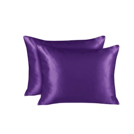 SHOPBEDDING Shop Bedding Luxury Satin Pillowcase for Hair Standard Satin Pillowcase with Zipper, Grape (Pillowcase Set of 2) Blissford