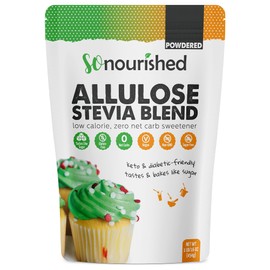 So Nourished Stevia with Allulose Sweetener Powdered - 1:1 Sugar Substitute, Keto - 0 Calorie, 0 Net Carb, Non-GMO (1 lb / 16 oz)