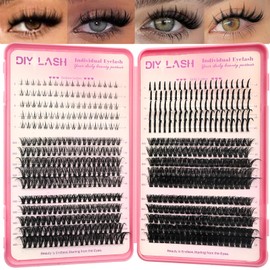Wispy Lash Clusters Kit 640 Pcs Natural Eyelash Lashes Clusters Extensions (30D+40D+60+80 Bottom and Spikes Lash Clusters)