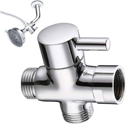 HARY Shower Diverter Valve, 3-Way Tap Diverter G3/4'' Female to G3/4'' Male, Solid Brass Bathroom Water Diverter, Chrome Universal Splitter for Handheld & Fixed Showerhead